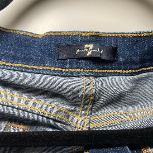 7 for all Mankind High-Rise Cropped Skinny Jeans w/ Heart Patches - Picture 4 of 6